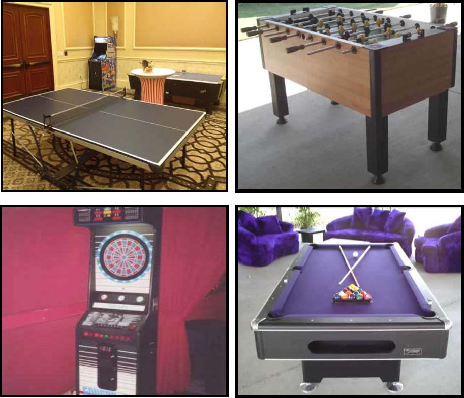 traditional games like foozball, ping pong, darts, pool